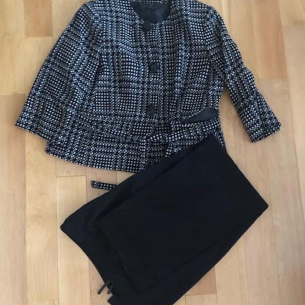 Plus Size Houndstooth Jacket & Black Trousers